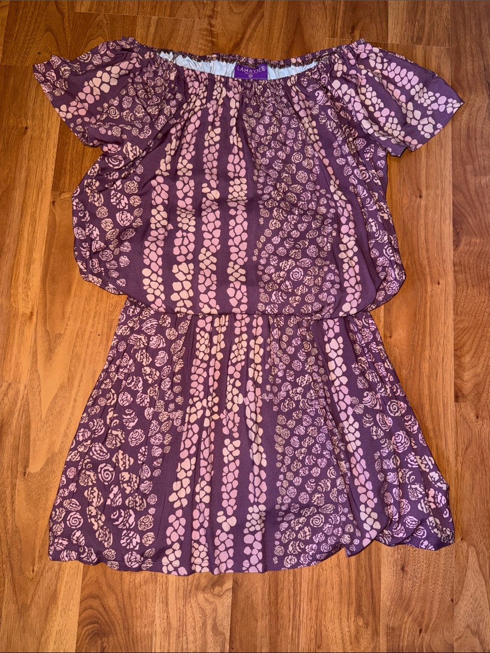 Lahaole Purple Off-Shoulder Print Casual Dress